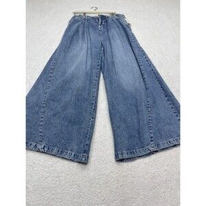 Free People Equinox Wide Leg Jeans Pants Blue Cotton Retro Boho Size 31 NWT